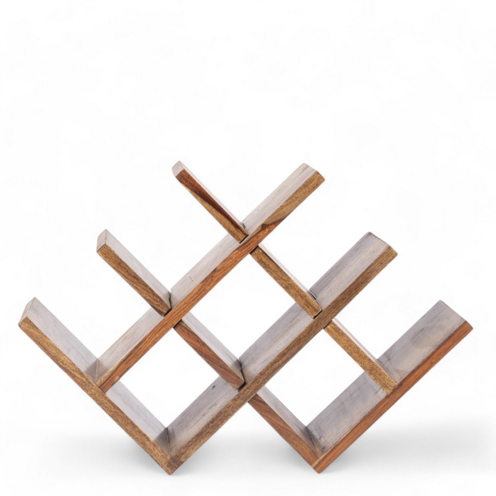 Ikiriya Kassel Sheesham Wood Accent Wine Rack in Teak Finish for upto 8 Bottles - Image 2
