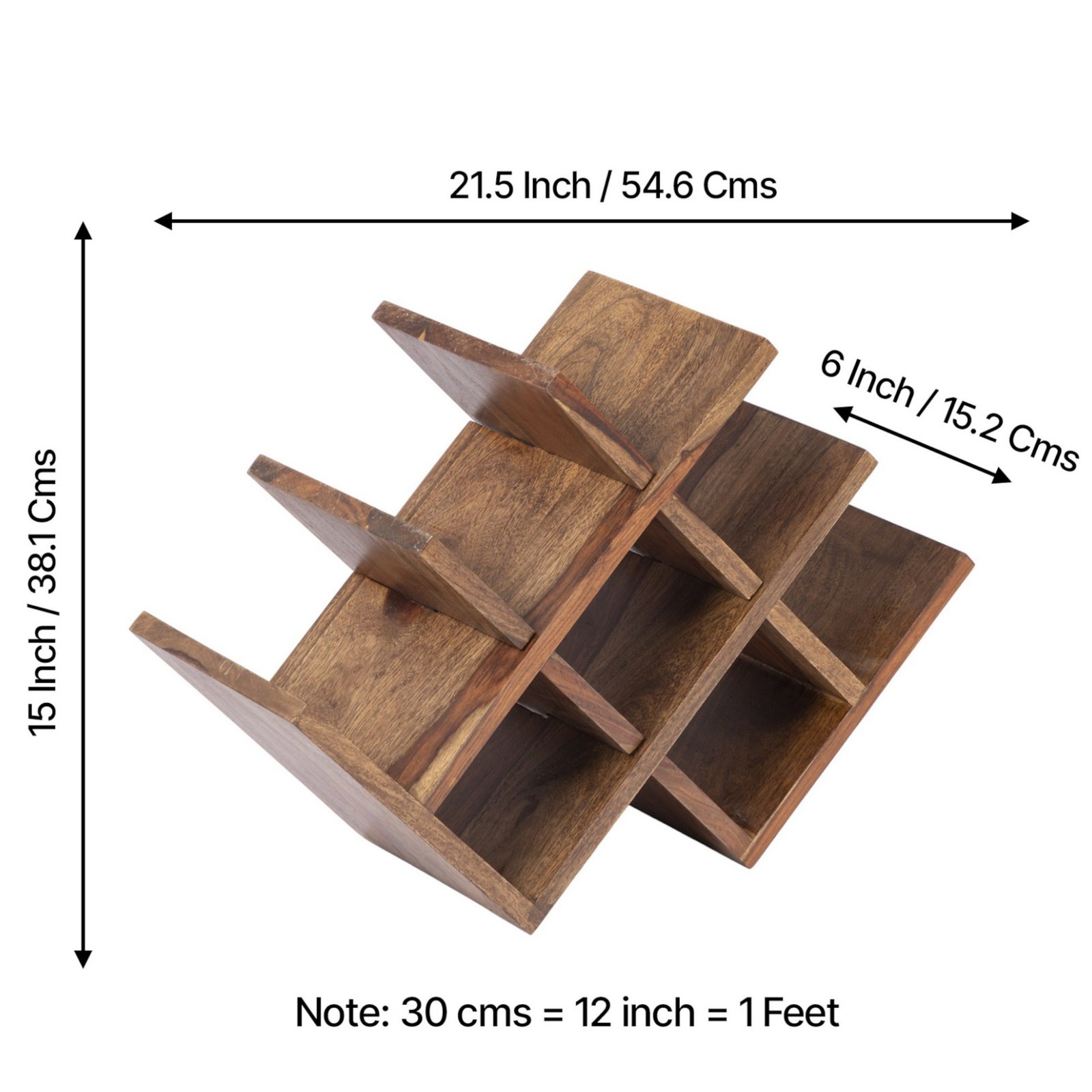 Ikiriya Kassel Sheesham Wood Accent Wine Rack in Teak Finish for upto 8 Bottles - Image 5