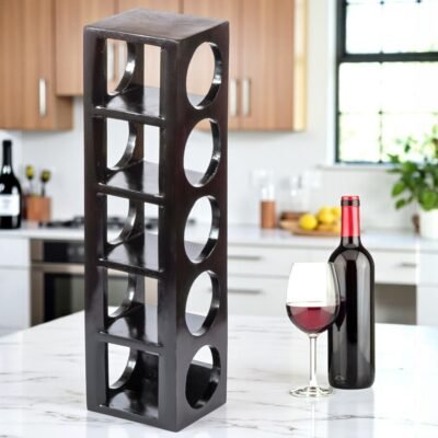 Ikiriya Wembley Sheesham Wood Accent Wine Rack in Extra Dark Mahagony Finish for upto 5 Bottles