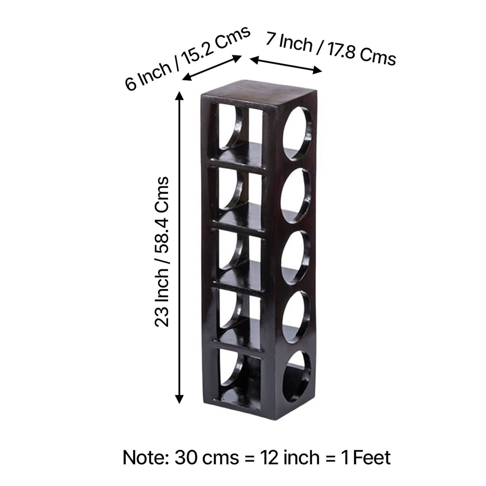 Ikiriya Wembley Sheesham Wood Accent Wine Rack in Extra Dark Mahagony Finish for upto 5 Bottles - Image 4