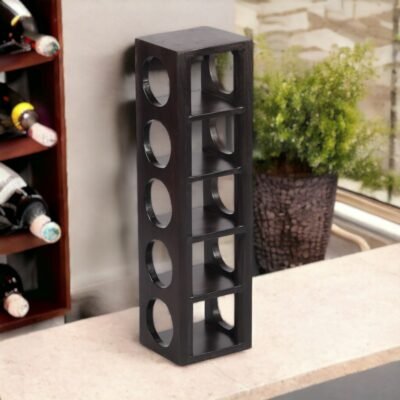 Ikiriya Wembley Sheesham Wood Accent Wine Rack in Dark Mahagony Finish for upto 5 Bottles
