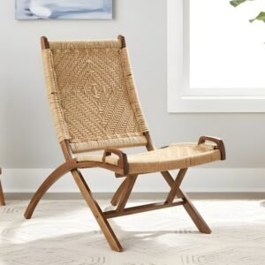 Ikiriya Natwest Sheesham Wood Vintage Relaxing Chair in Natural Jute Rope Canning