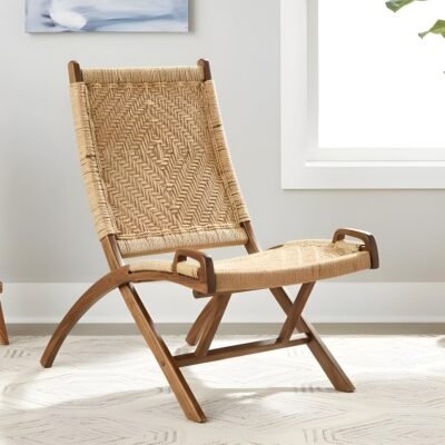 Ikiriya Natwest Sheesham Wood Vintage Relaxing Chair in Natural Jute Rope Canning
