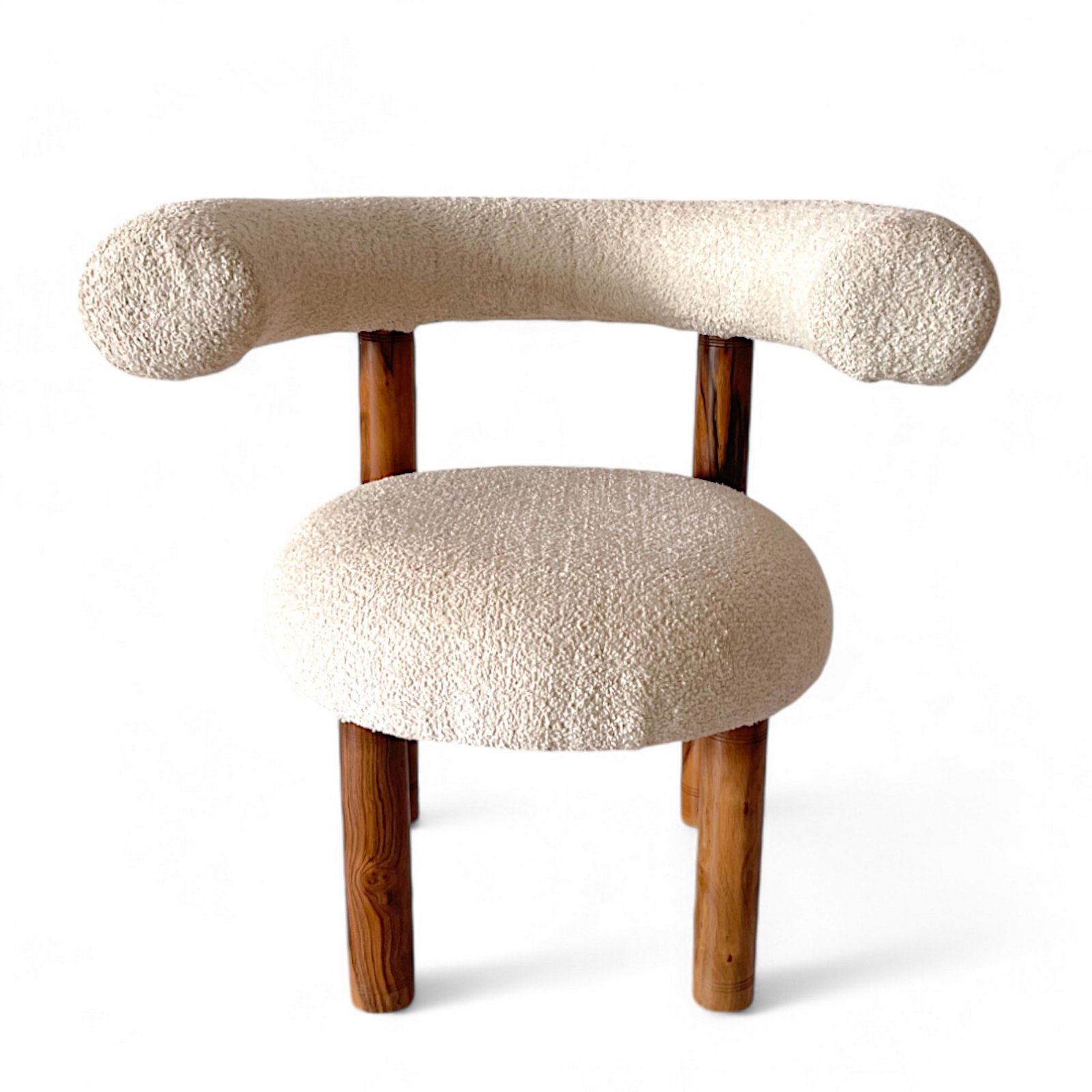 Ikiriya Westfield Sheesham Wood Mid Century Set of 2 Lounge Chair in off White Soft Boucle Fabric Upholstery - Image 2