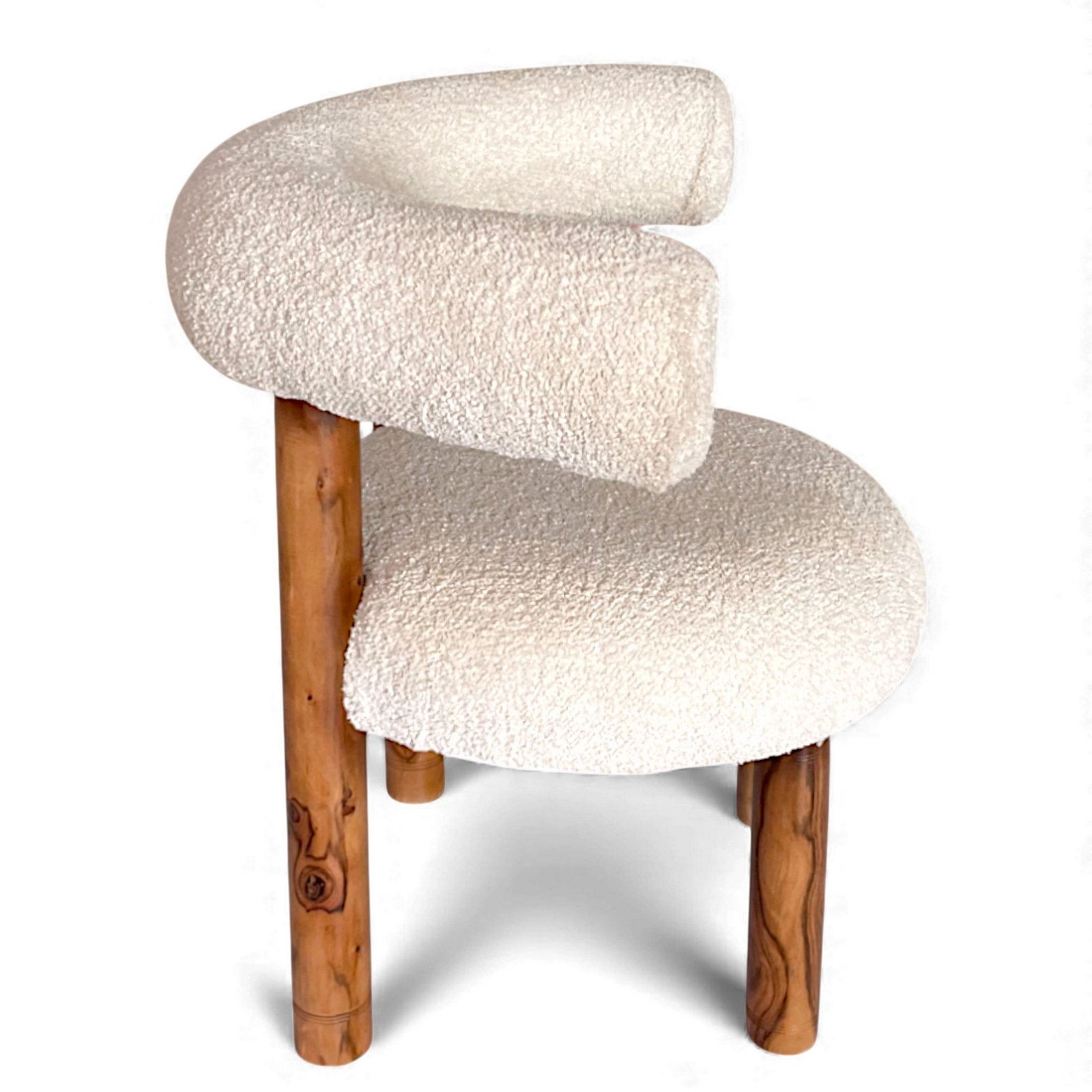 Ikiriya Westfield Sheesham Wood Mid Century Set of 2 Lounge Chair in off White Soft Boucle Fabric Upholstery - Image 3