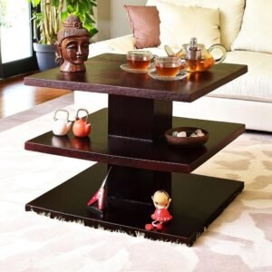 Ikiriya Thames Sheesham Wood Accent Square Coffee Table in Dark Walnut Finish