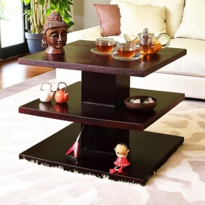 Ikiriya Thames Sheesham Wood Accent Square Coffee Table in Dark Walnut Finish