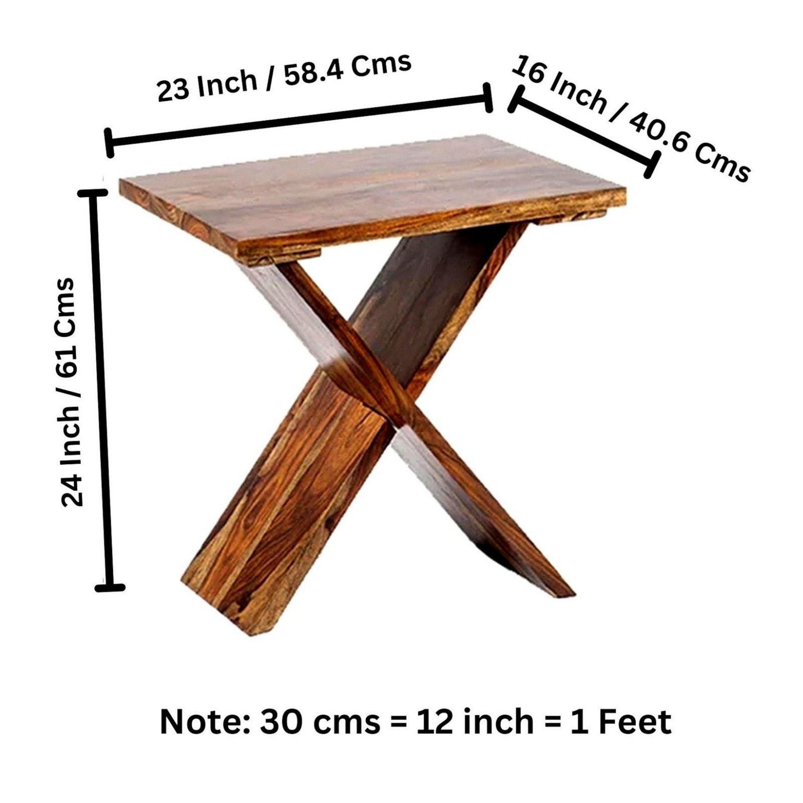 Ikiriya Darcy Sheesham Wood Contemporary Rectangle Tea Table / Side Table in Teak Finish - Image 4