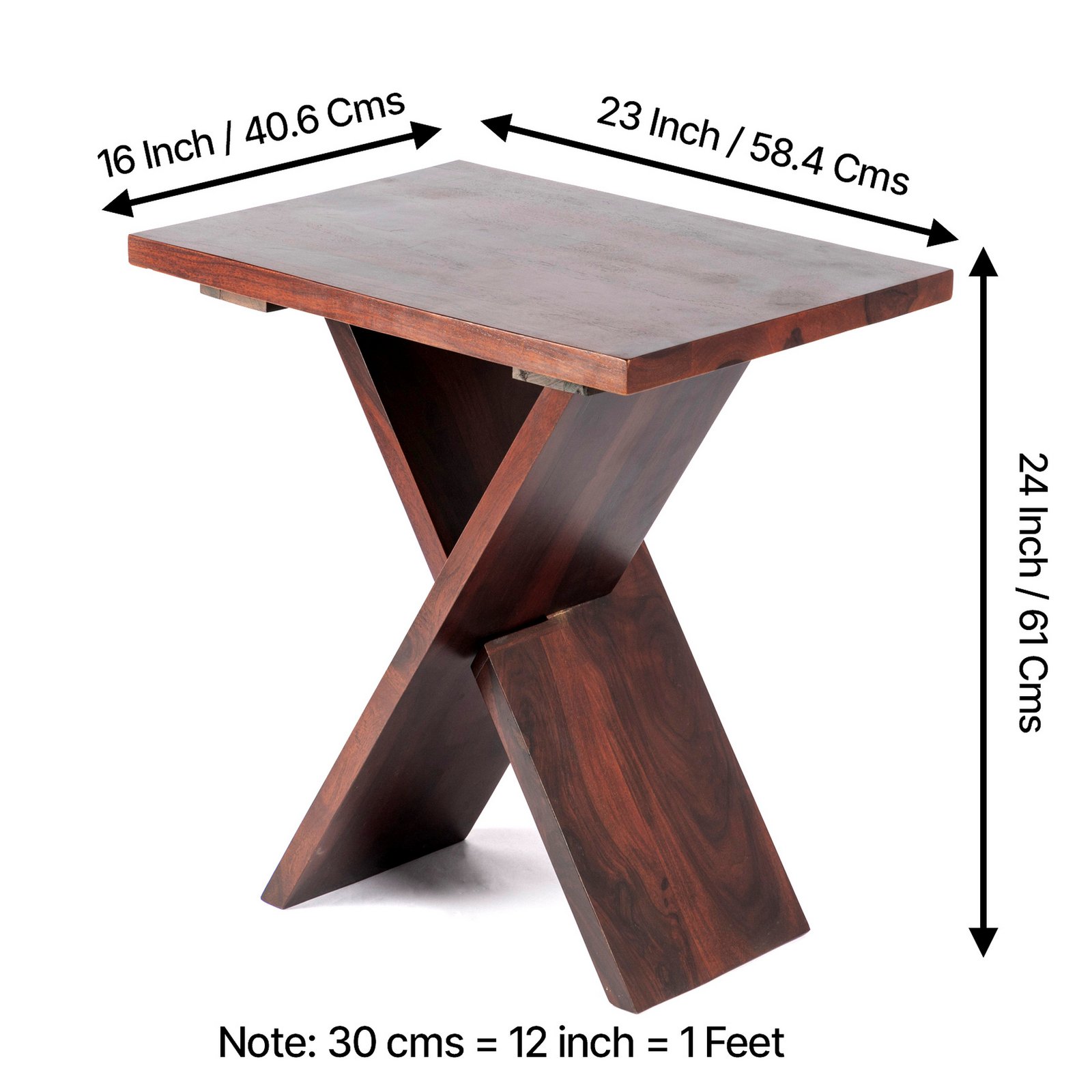 Ikiriya Darcy Sheesham Wood Contemporary Rectangle Tea Table / Side Table in Dark Walnut Finish - Image 3