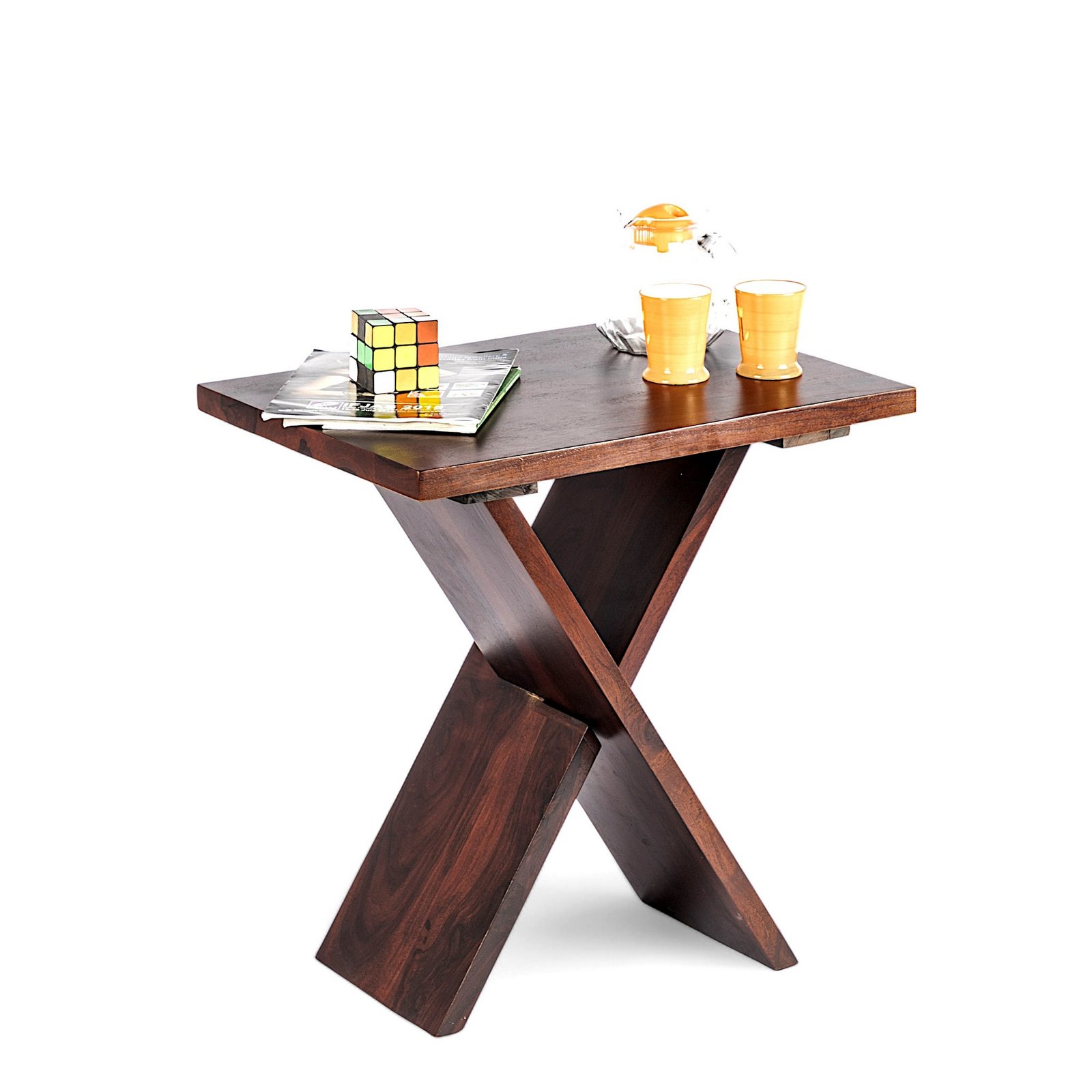 Ikiriya Darcy Sheesham Wood Contemporary Rectangle Tea Table / Side Table in Dark Walnut Finish - Image 6