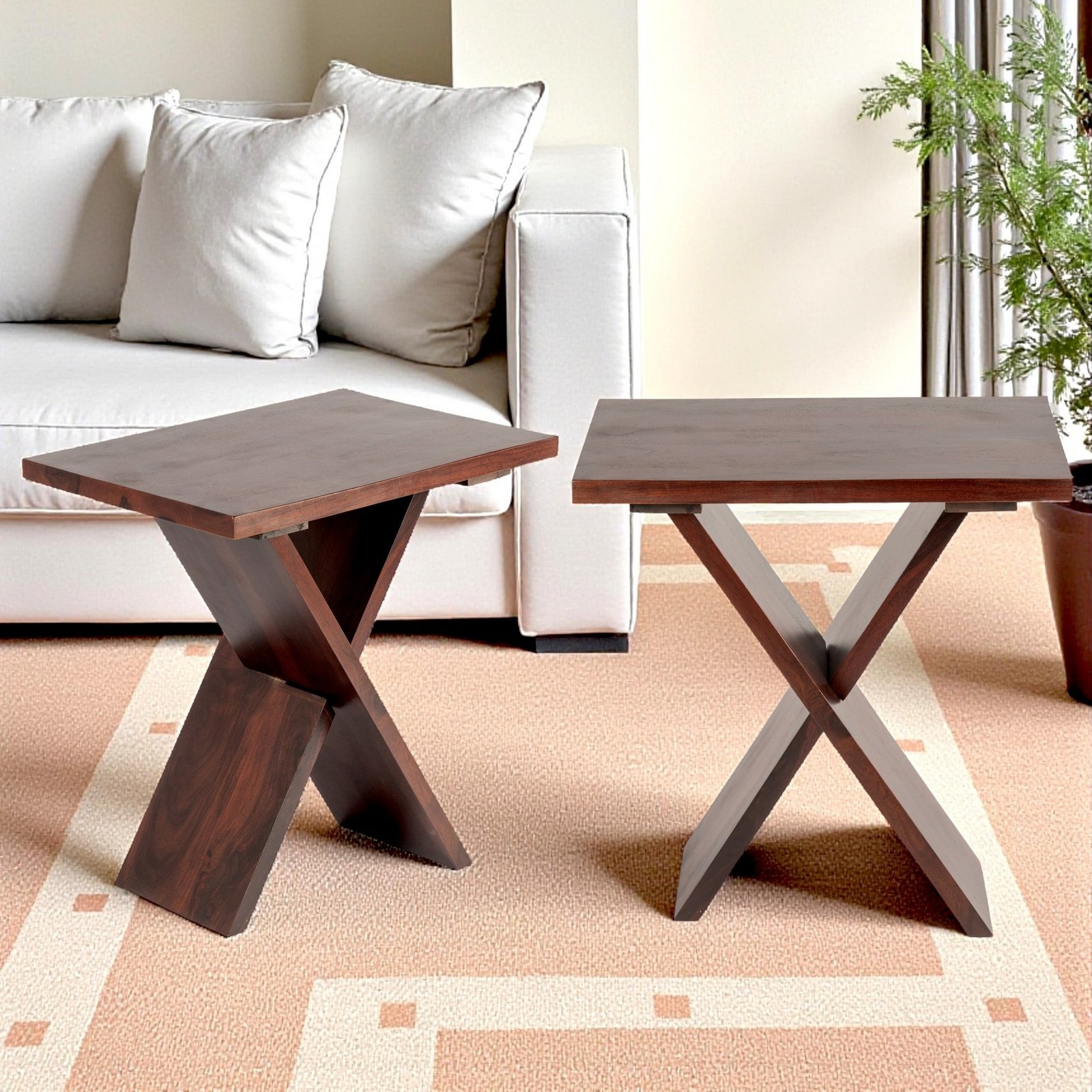 Ikiriya Darcy Sheesham Wood Contemporary Rectangle Tea Table / Side Table in Dark Walnut Finish - Image 8