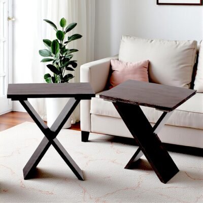 Ikiriya Darcy Sheesham Wood Contemporary Rectangle Set of 2 Tea Table / Side Tables in Dark Mahagony Finish