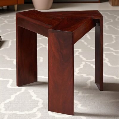 Ikiriya Avina Sheesham Wood Contemporary Triangle Sidetable / End Table in Honey Finish