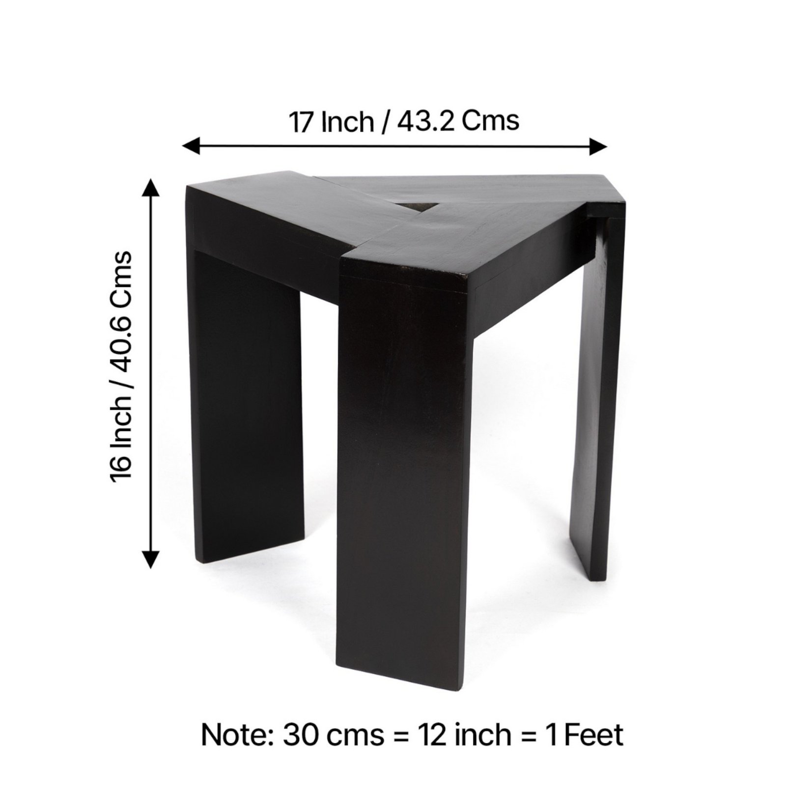 Ikiriya Avina Sheesham Wood Contemporary Triangle Sidetable / End Table in Extra Dark Mahagony Finish - Image 3