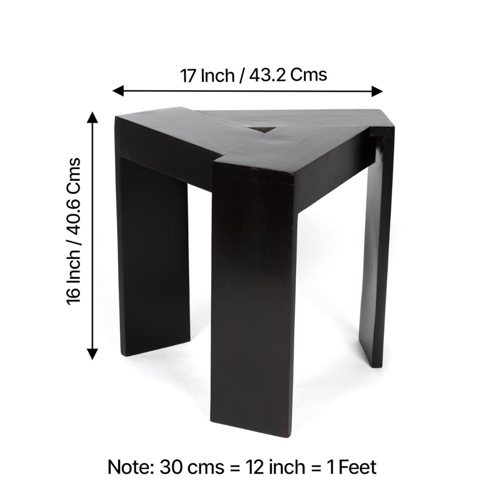 Ikiriya Avina Sheesham Wood Contemporary Triangle Set of 2 Sidetable / End Table in Extra Dark Mahagony Finish - Image 2