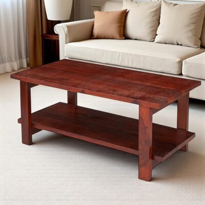 Ikiriya Aroda Sheesham Wood Contemporary Rectangle Coffee Table in Honey Finish