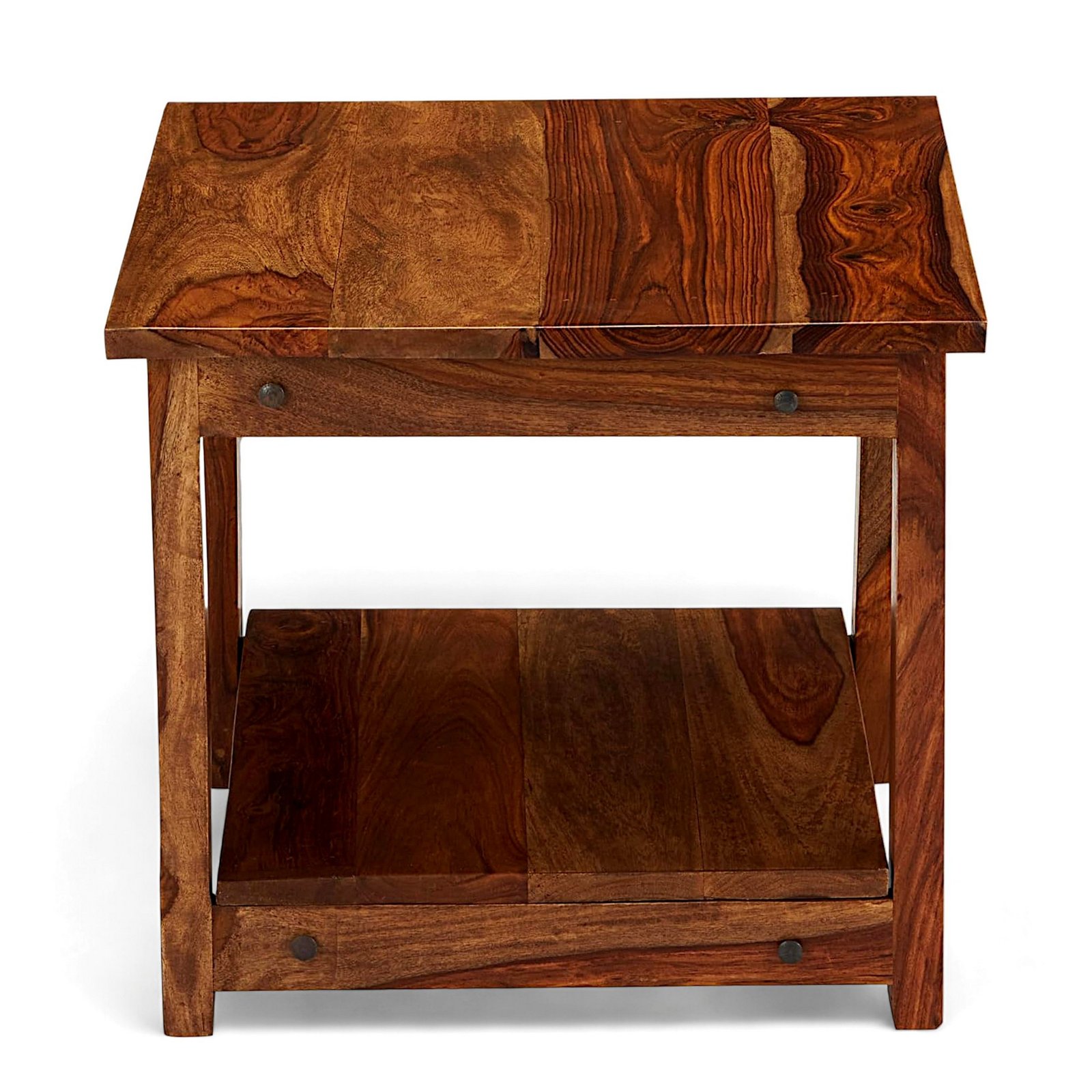 Ikiriya Camden Sheesham Wood Contemporary Square Coffee Table in Natural Teak Finish - Image 4