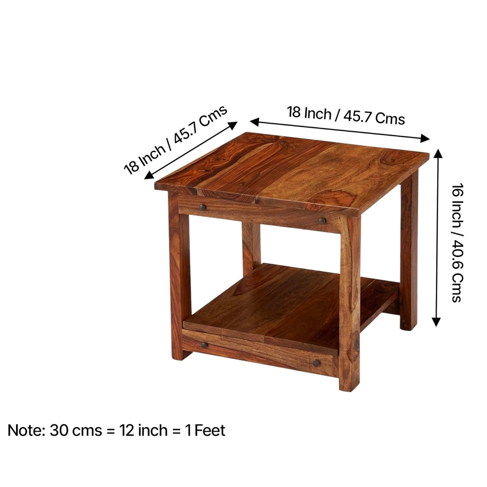 Ikiriya Camden Sheesham Wood Contemporary Square Coffee Table in Natural Teak Finish - Image 5
