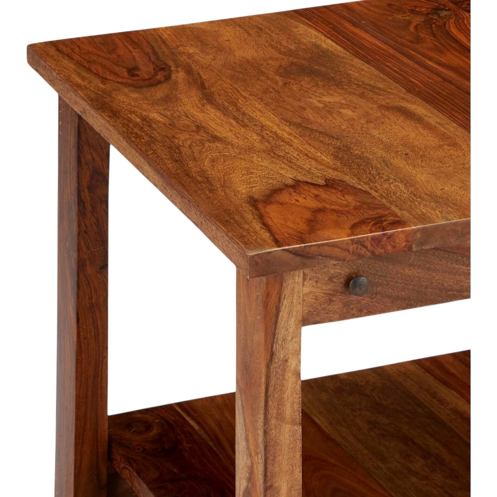 Ikiriya Camden Sheesham Wood Contemporary Square Coffee Table in Natural Teak Finish - Image 7