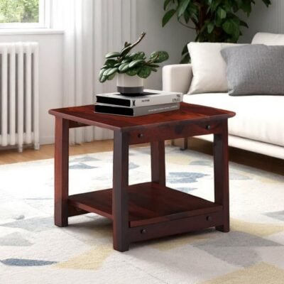 Ikiriya Camden Sheesham Wood Contemporary Square Coffee Table in Honey Finish