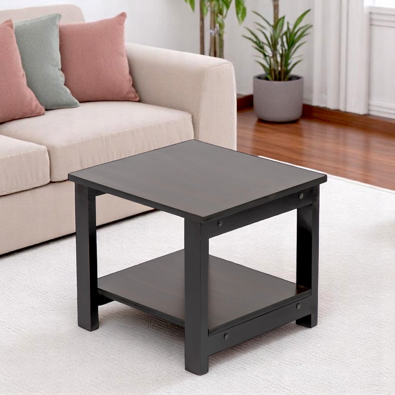 Ikiriya Camden Sheesham Wood Contemporary Square Coffee Table in Extra Dark Mahagony Finish - Image 9