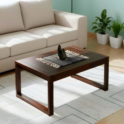 Ikiriya Hamstreet Sheesham Wood Contemporary Rectangle Coffee Table in Dark Walnut Finish