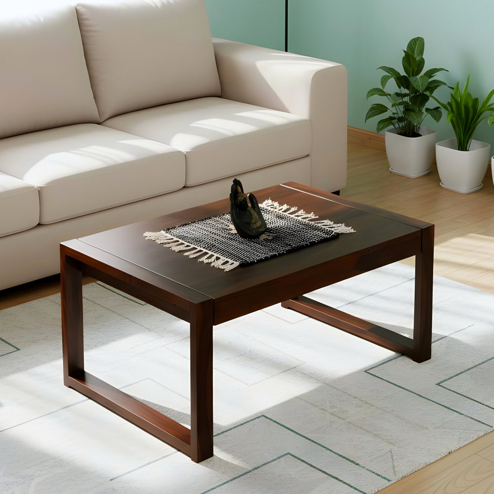 Ikiriya Hamstreet Sheesham Wood Contemporary Rectangle Coffee Table in Dark Walnut Finish