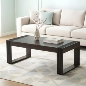 Ikiriya Hudson Sheesham Wood Contemporary Rectangle Coffee Table in Dark Mahagony Finish