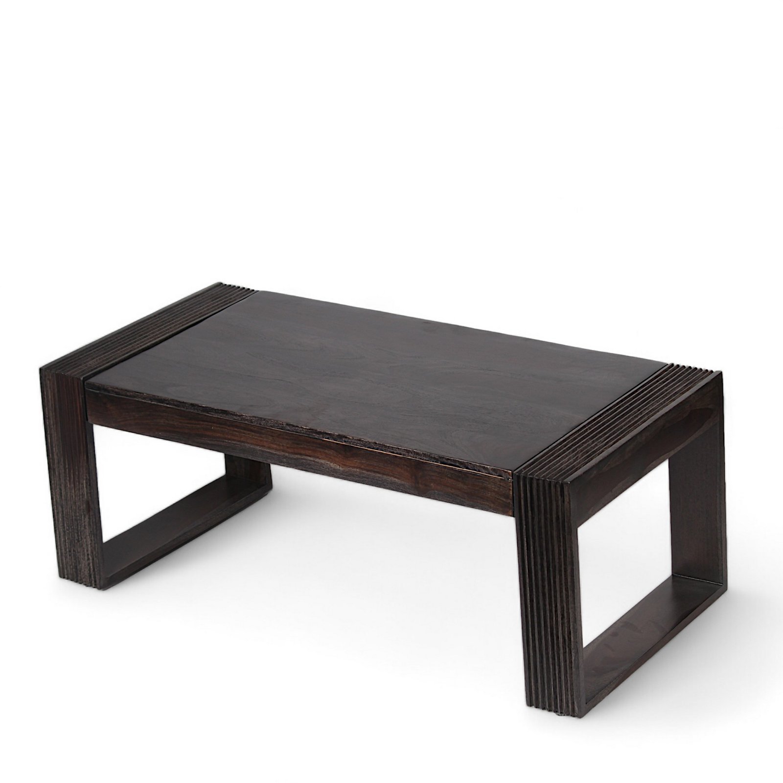 Ikiriya Hudson Sheesham Wood Contemporary Rectangle Coffee Table in Dark Mahagony Finish - Image 5