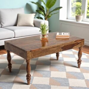 Ikiriya Hudson Sheesham Wood Traditional Rectangle Coffee Table in Teak Finish