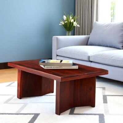 Ikiriya Kassel Sheesham Wood Contemporary Rectangle Coffee Table in Honey Finish