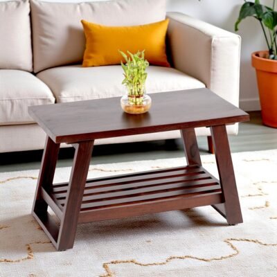 Ikiriya Alison Sheesham Wood Accent Rectangle Coffee Table in Dark Walnut Finish
