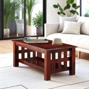 Ikiriya Blairs Sheesham Wood Accent Rectangle Coffee Table in Honey Finish