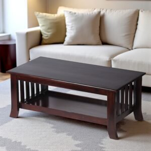 Ikiriya Blairs Sheesham Wood Accent Rectangle Coffee Table in Dark Walnut Finish