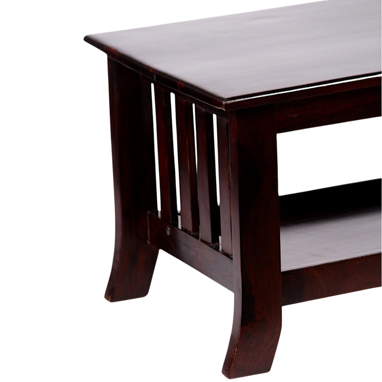 Ikiriya Blairs Sheesham Wood Accent Rectangle Coffee Table in Dark Walnut Finish - Image 9