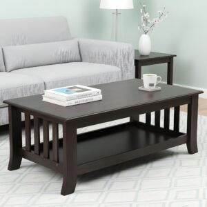 Ikiriya Blairs Sheesham Wood Accent Rectangle Coffee Table in Dark Mahagony Finish