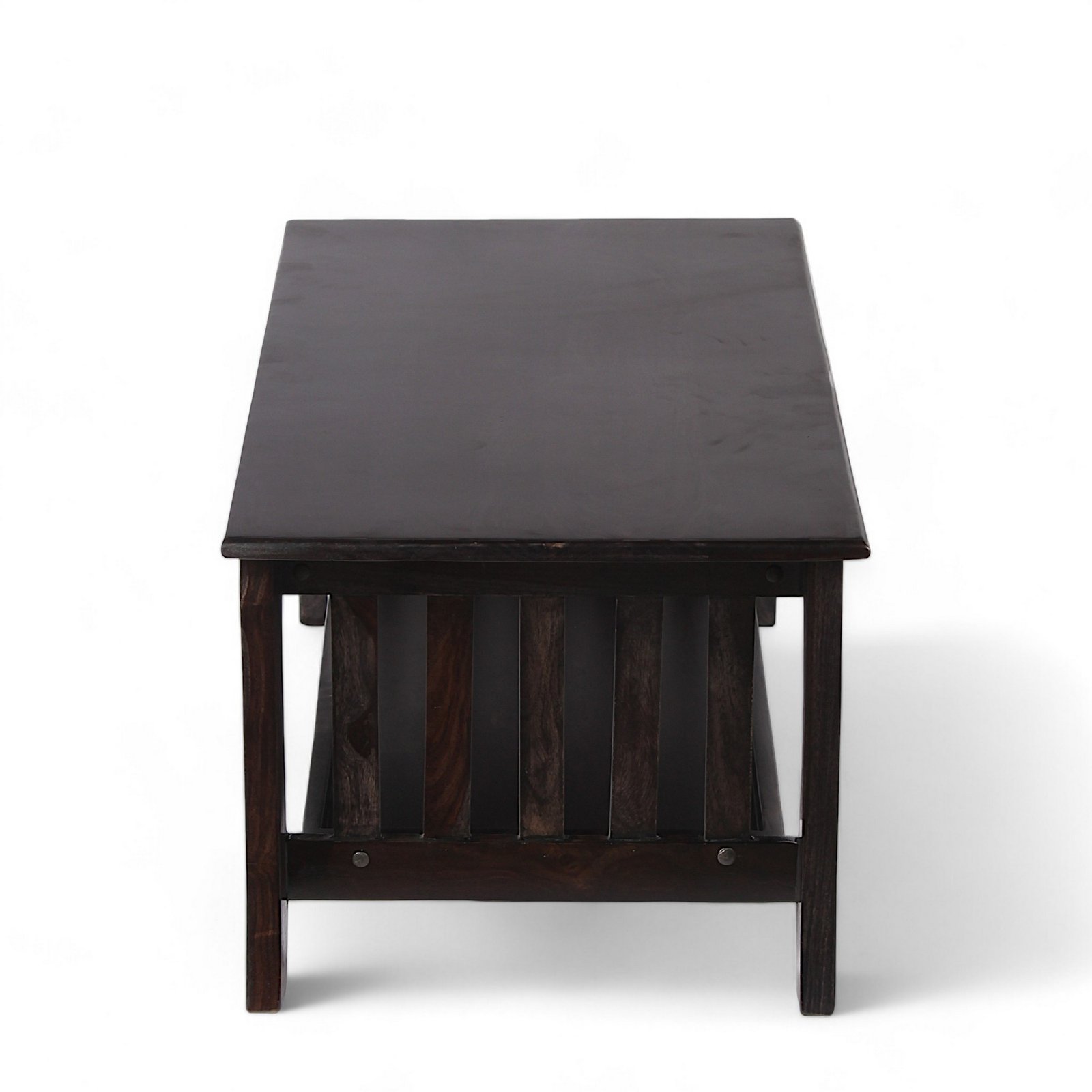 Ikiriya Blairs Sheesham Wood Accent Rectangle Coffee Table in Dark Mahagony Finish - Image 3
