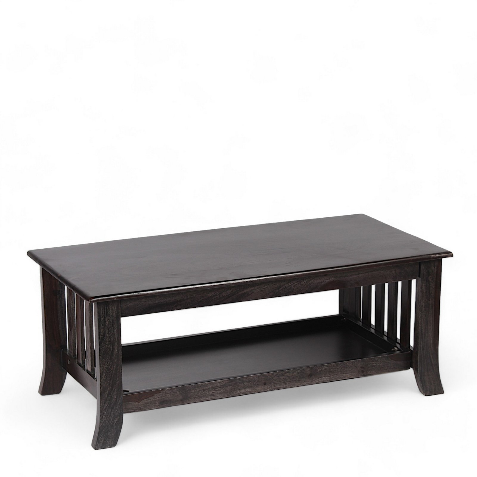Ikiriya Blairs Sheesham Wood Accent Rectangle Coffee Table in Dark Mahagony Finish - Image 6