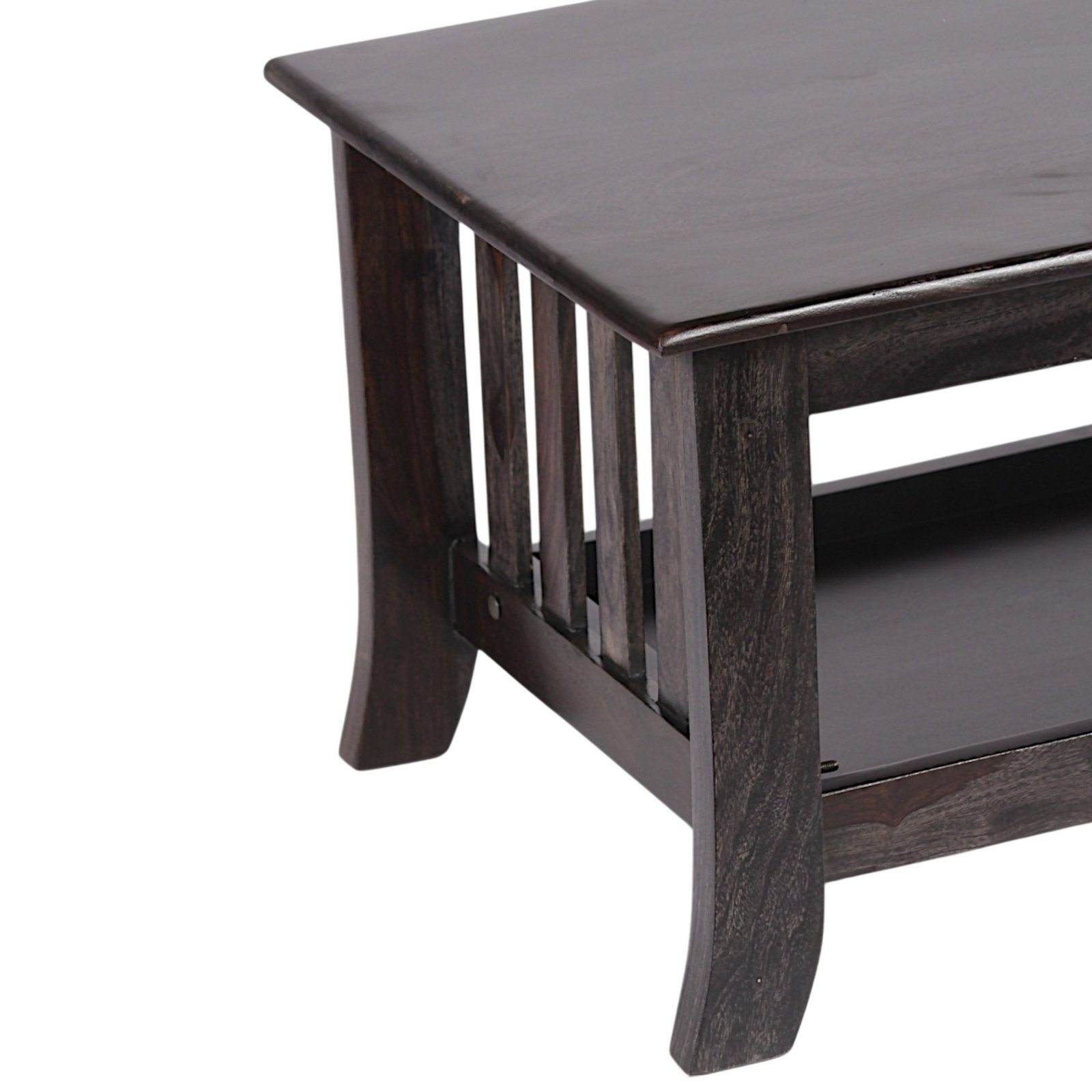 Ikiriya Blairs Sheesham Wood Accent Rectangle Coffee Table in Dark Mahagony Finish - Image 8