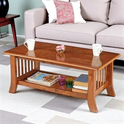 Ikiriya Blairs Sheesham Wood Accent Rectangle Coffee Table in Pine Finish (Lgo)