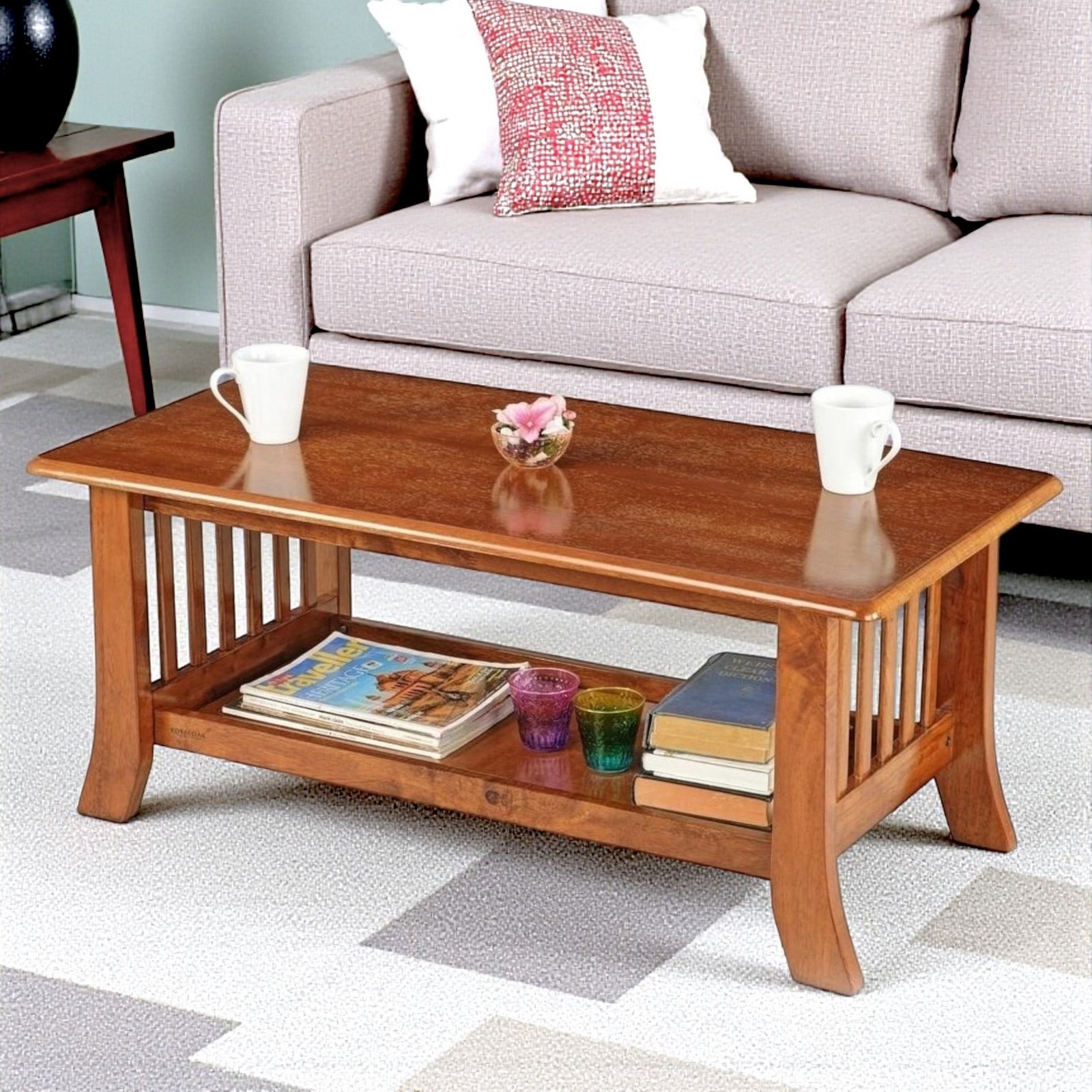 Ikiriya Blairs Sheesham Wood Accent Rectangle Coffee Table in Pine Finish (Lgo)