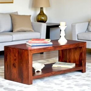 Ikiriya Kassel Sheesham Wood Contemporary Rectangle Coffee Table in Honey Oak Finish