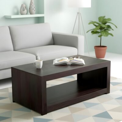 Ikiriya Kassel Sheesham Wood Contemporary Rectangle Coffee Table in Dark Mahagony Finish