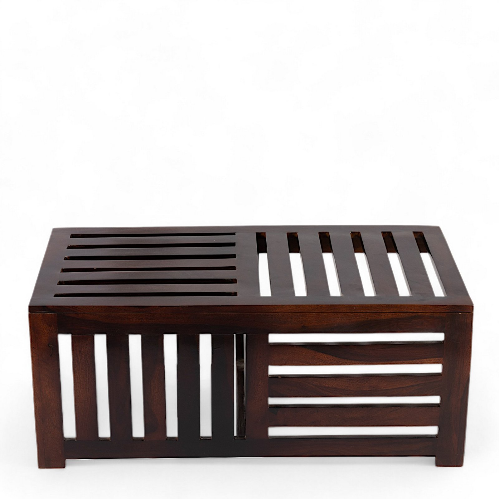 Ikiriya Irish Sheesham Wood Bohemian Coffee Table Set with 2 Stools in Dark Walnut Finish with Israel Print Patchwork Kantha Cushions - Image 10