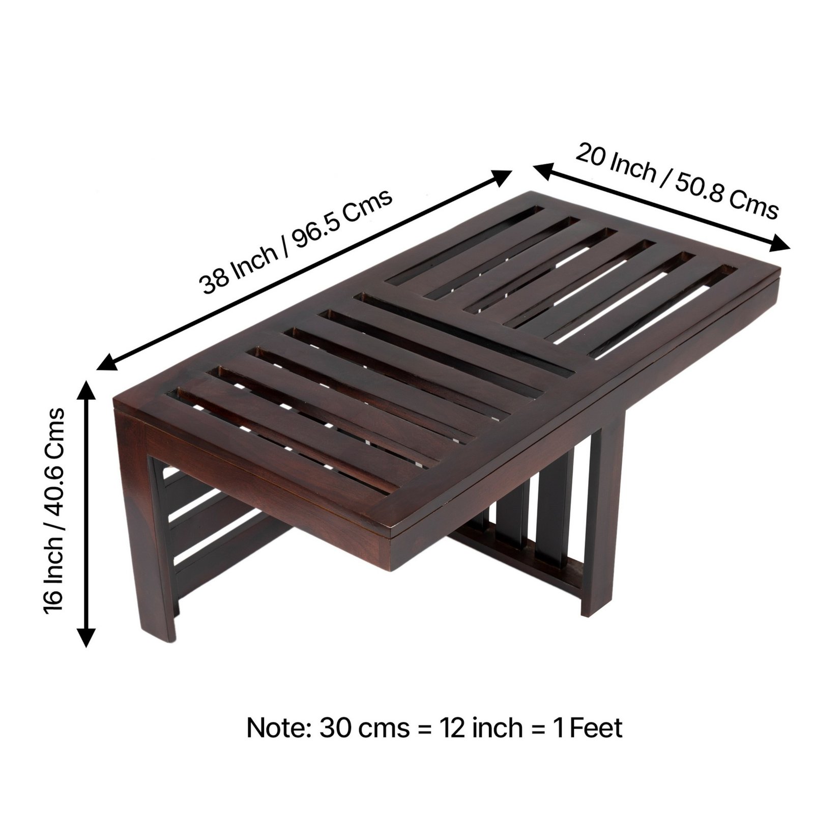 Ikiriya Irish Sheesham Wood Accent Coffee Table Set with 2 Stools in Dark Walnut Finish with Peach Mosha Velvet Cushions - Image 5