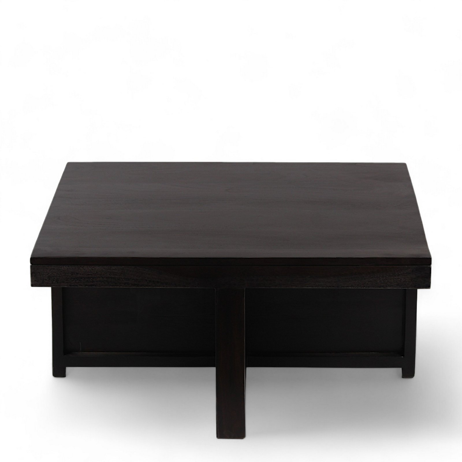 Ikiriya Blane Sheesham Wood Accent Coffee Table Set with 4 Stools in Dark Mahagony Finish with Turquoise Sea Velvet Cushions - Image 9