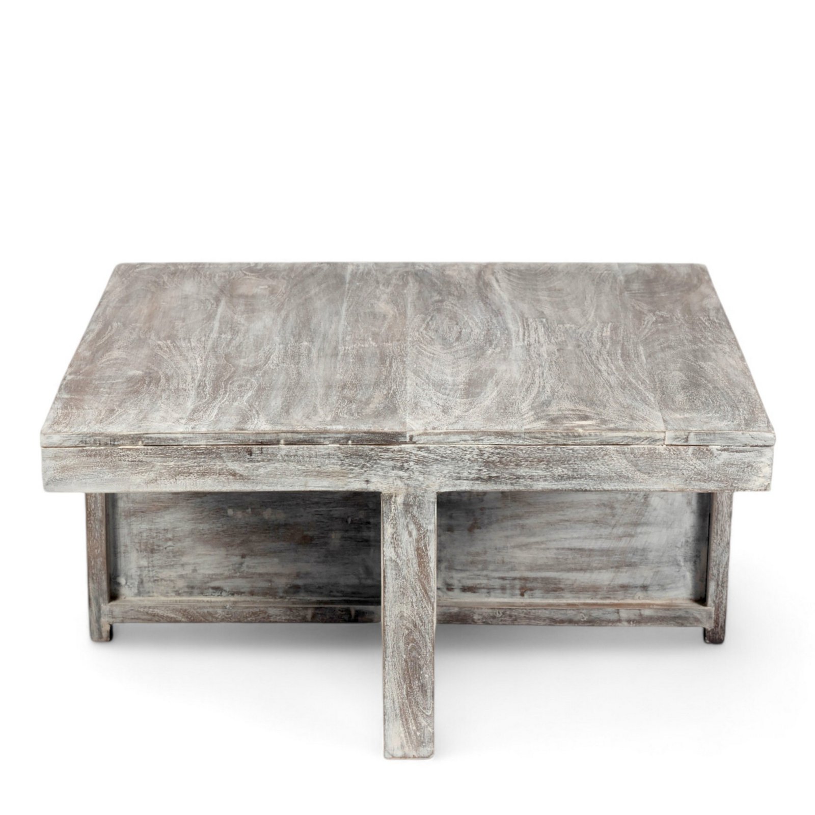 Ikiriya Blane Sheesham Wood Country Side Coffee Table Set with 4 Stools in Antique Multi-Colour Finish with Israel Print Patchwork Kantha Cushions - Image 10