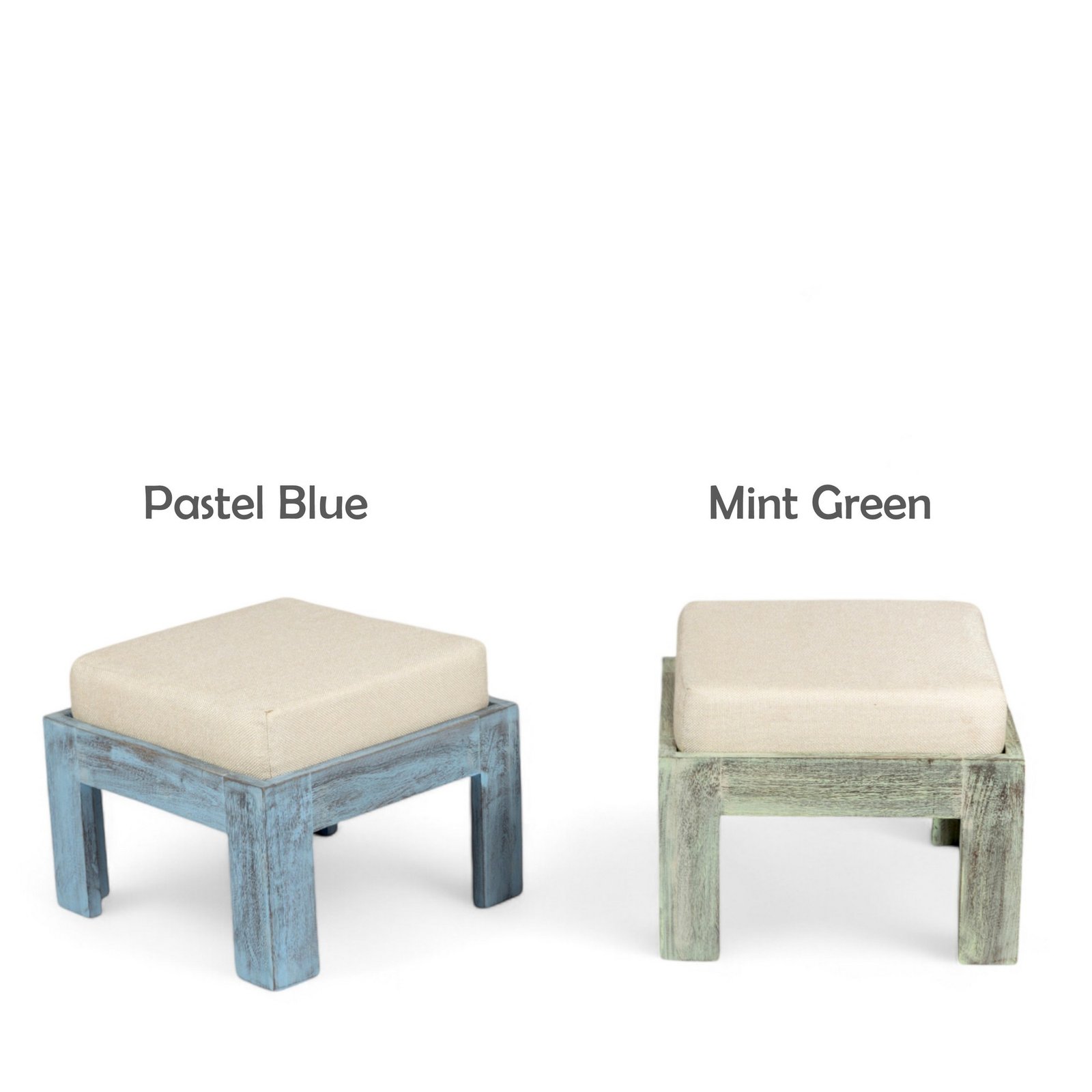 Ikiriya Blane Sheesham Wood Country Side Coffee Table Set with 4 Stools in Antique Multi-Colour Finish with Jute White Cushions - Image 9