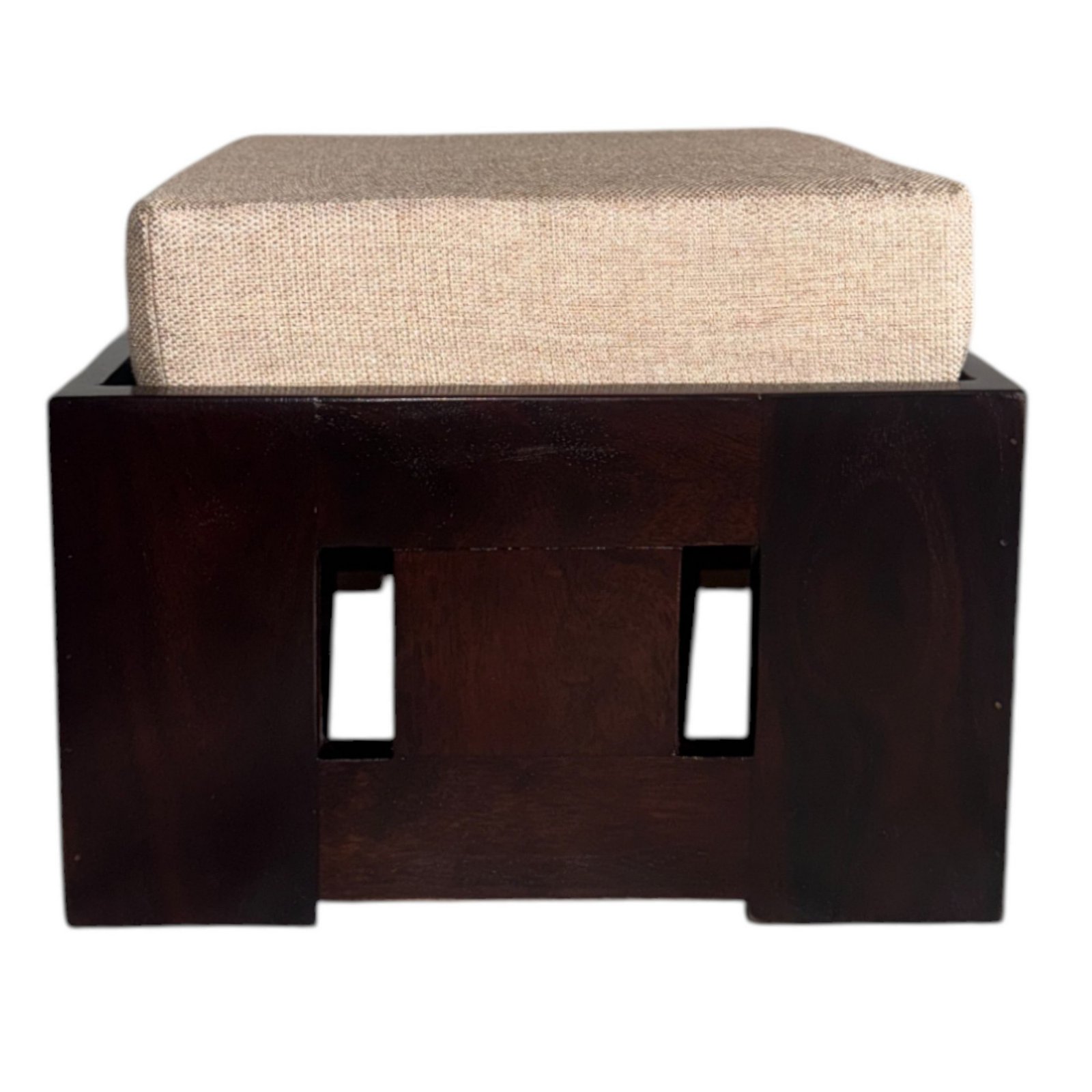 Ikiriya Palladio Sheesham Wood Accent Coffee Table Set with 4 Stools in Provisional Teak Finish with Jute Beige Cushions - Image 15