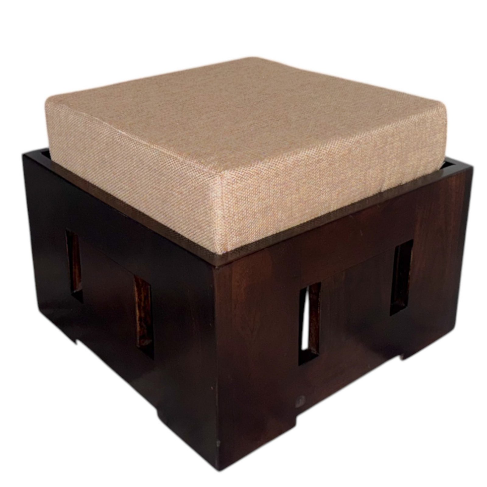 Ikiriya Palladio Sheesham Wood Accent Coffee Table Set with 4 Stools in Provisional Teak Finish with Jute Beige Cushions - Image 21